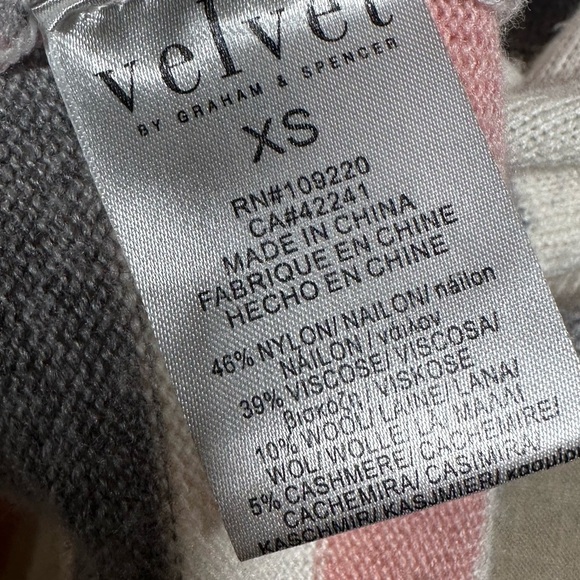 VELVET Striped Wool Cashmere Blend Crewneck Sweater - Picture 7 of 8